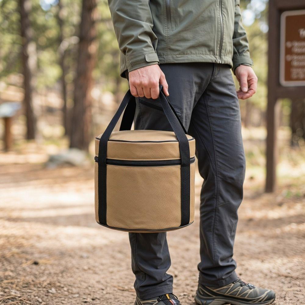 Portable Outdoor Cookware Storage Bag Waterproof Camping Cylinder Bag Picnic Storage Bag  Travel M
