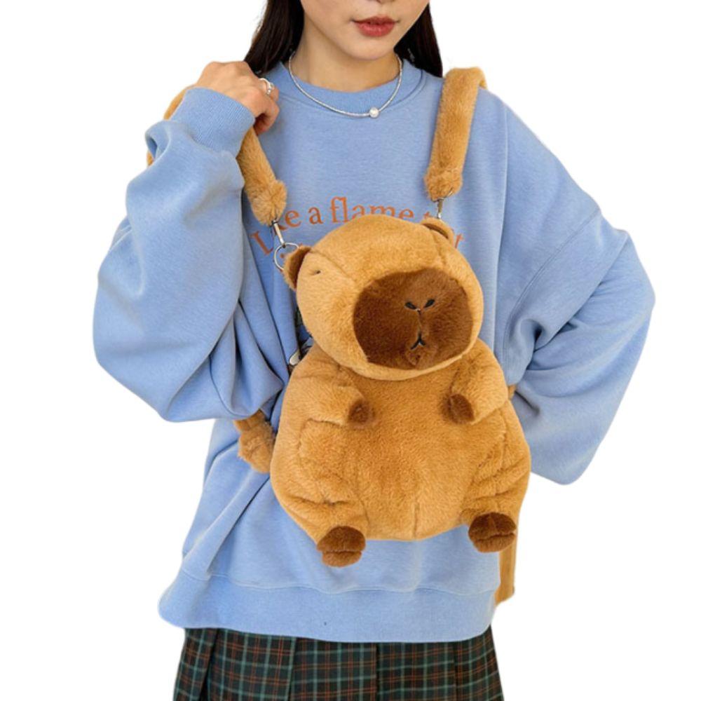Plush Capybara Capybara Plush Backpack Big Capacity Cartoon Shoulder Bag  Kids Birthday Gift