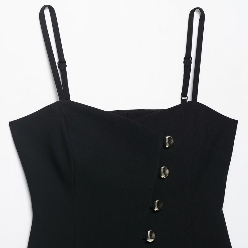 Kaslead New Women Clothes Western Style Fashion Simple Slim Fit Button Sling Top 8324696