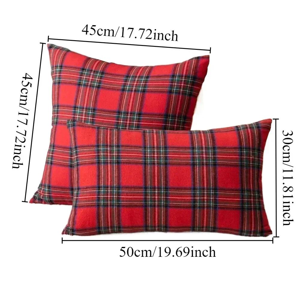 45x45cm 30x50cm Square Pillow Cases Christmas Scottish Tartan Plaid Cushion Covers Bed Sofa Pad Party Decor Throw Pillow Cover