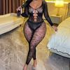 Sexy Underwear Long-sleeved Halter Jacquard Mesh Sexy Hollow Onesie Pajamas Tights