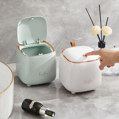 New Light and Luxurious Desktop Trash Can Double Layer Coffee Table Bomb Cover Small Storage Bin AAJZ