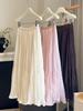 Autumn 2025 Super Fairy Pleated Mesh Patchwork Midi Skirt - Women's A-line Flare Style