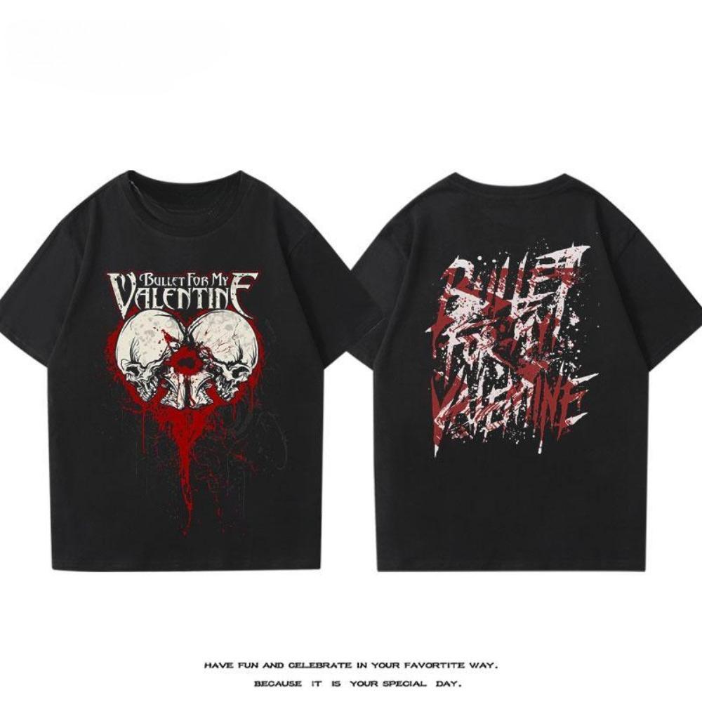 Trička metalové rockové kapely Bullet for My Valentine, Pánská a dámská trička s potiskem pro páry s krátkým rukávem, Pro každodenní nošení
