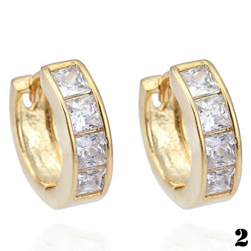 

1 пара мужских серег-колец с круглым покрытием и стразами золотой