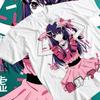 Vibrant White Oversized Anime T-Shirt Featuring Ai Hoshino from Oshi No Ko In Her Iconic Idol Outfit