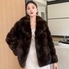 Chaqueta de piel de visón retro de alta gama Sable con textura de otoño e invierno, chaqueta de piel sintética de moda cálida y gruesa
