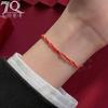 S925 Silver Small Gold Happy Bracelet Benmingnian Women's Red Rope Woven Hand Rope Trendy Light Luxury Niche Exquisite