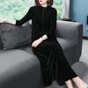 Women's Plus Size Dress Long Gold Velvet Dress Loose Retro Solid A-Line Dress Spring Autumn
