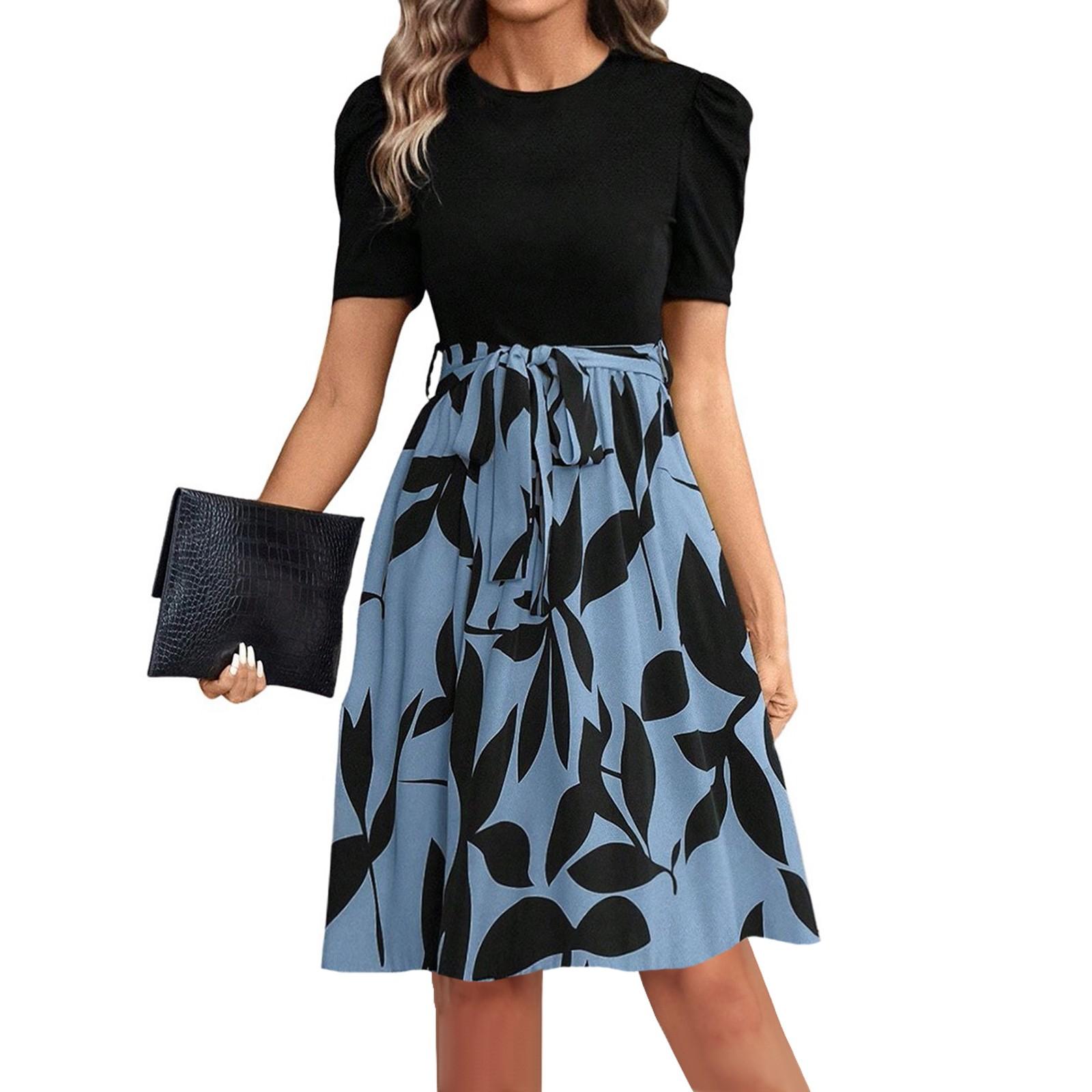 

Женские модные повседневные элегантные платья с коротким рукавом и круглым вырезом XXL