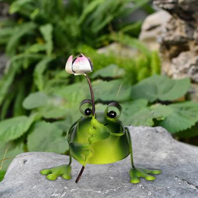 Frosch-Gartenstatue, handgefertigt, Eisenfrosch-Ornament, Sammler-Froschfigur für Terrasse, Balkon, Heimdekoration, Büro, Schreibtisch