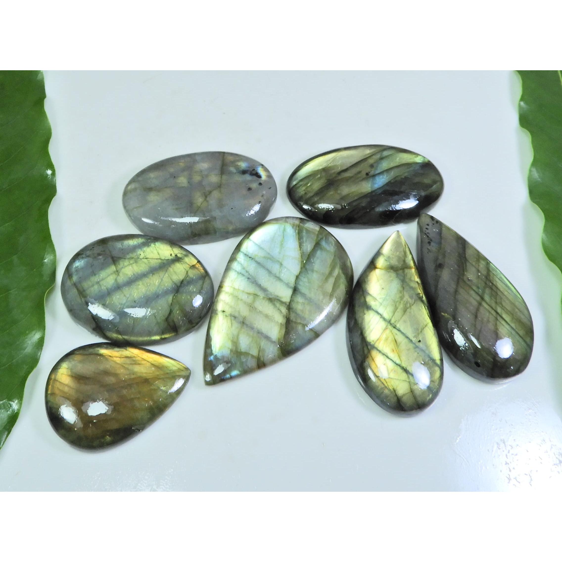 

23X33-29X48MM Natural Multi Labradorite Mix Cabochon Loose Gemstone 7Pcs Lot LL-970