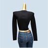 Spring & Fall O-neck Short Contrast Color Long Sleeves Pairs Qu Zhu No Pilling Knitting Silm Stretch Bottoming Shirt Pullover Slimming Women