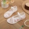 Woman's Summer New Mesh Flat Sole Embroidered Shoes Soft Sole Breathable Lightweight Mary Jane Shoes Round Toe Hanfu Shoe Sandal