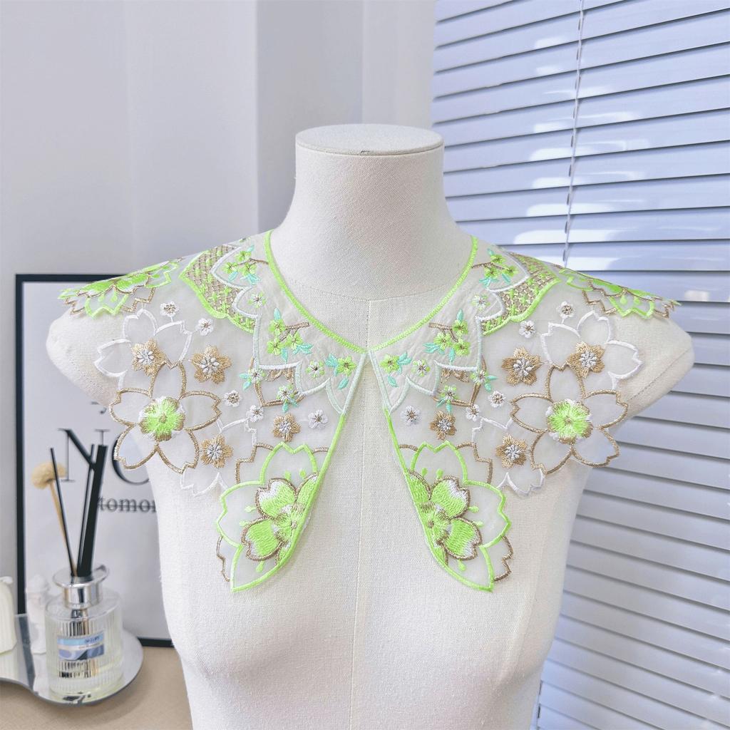 Gold Thread Glue-Free Skirt Children'S Adult Cherry Blossom Cloud Shoulder Ancient Clothing Hanfu Embroidery Piece Embroidery Cloud Ake Collar