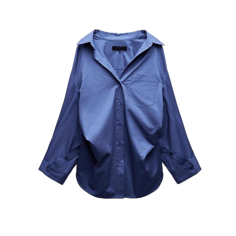 Spring New Women's Clothing Batwing Long Sleeves Loose Poplin Shirt Tops 2020458 4764020