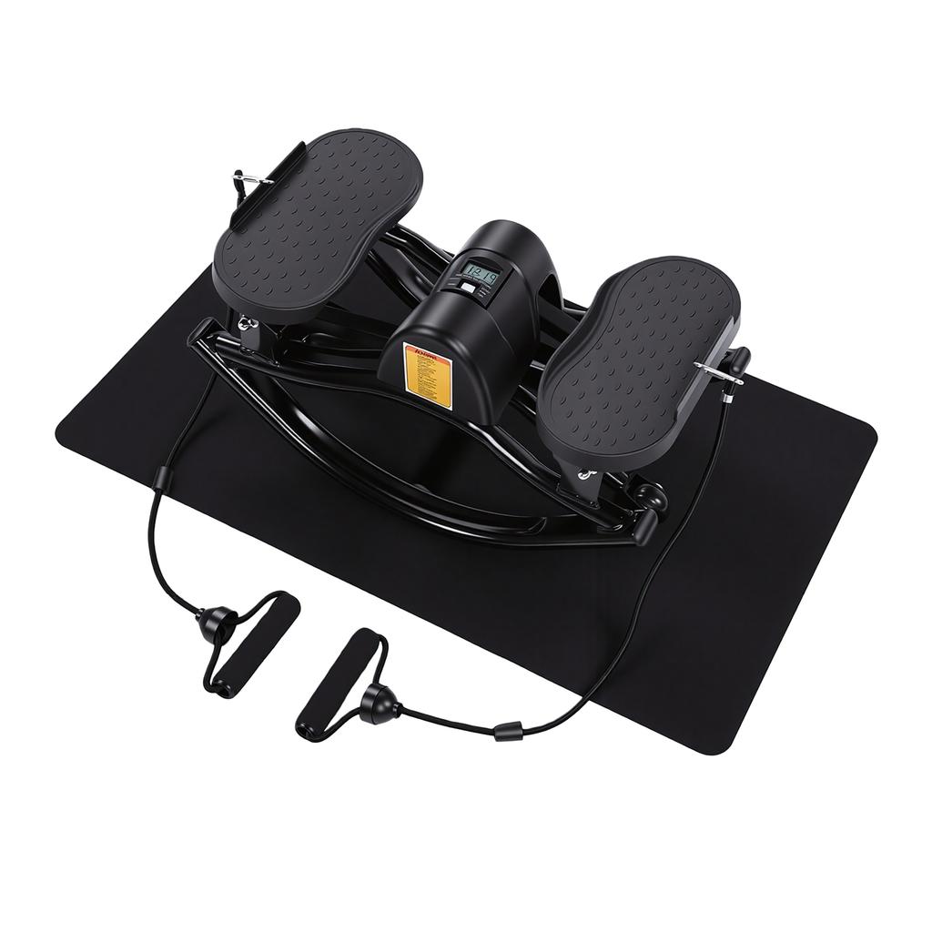 U Shaped Fitness Stepper Low Impact Side to Side Stepper with Bands Digital Display for Full Body Workout