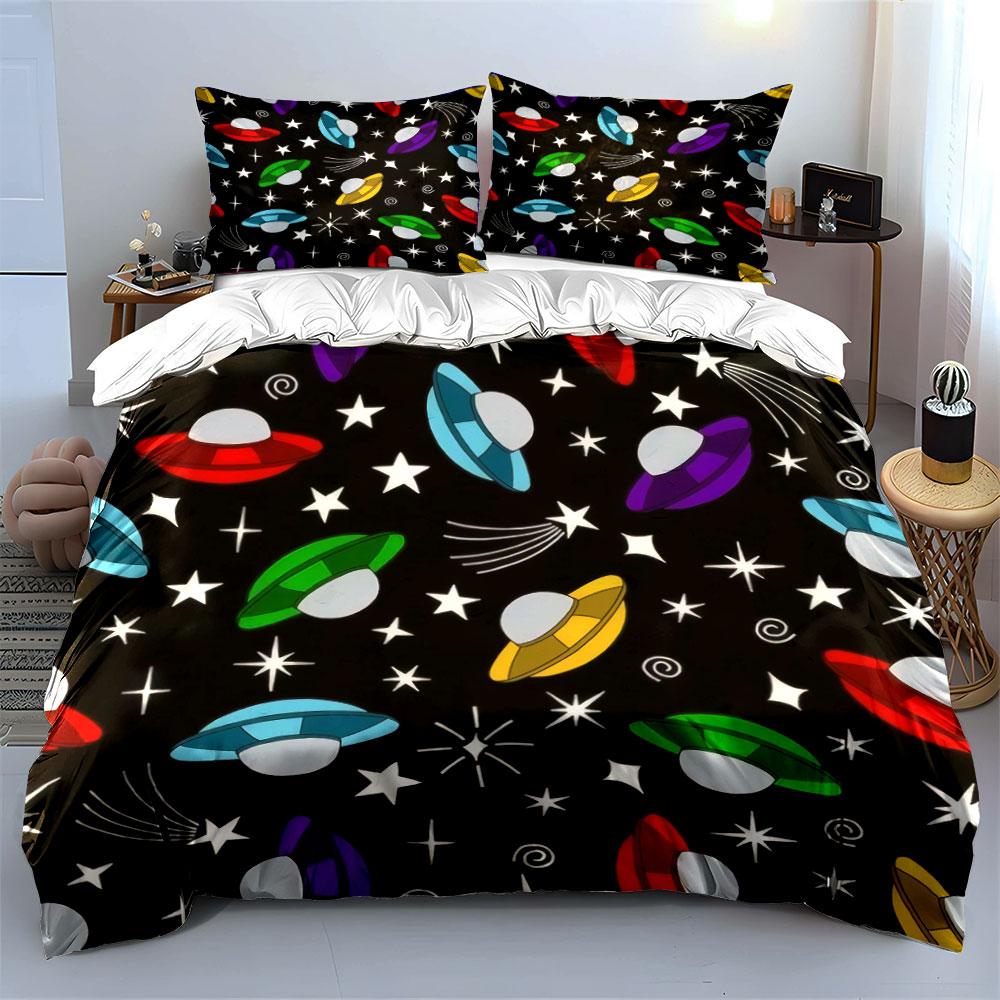 Colorful Space Theme Decor Set Soft Comfortable Duvet Cover Bedding Set Included 1*Duvet Cover & 2*Pillowcases, Gift
