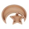 Eid Wooden Dessert Tray Cute Shape Multifunctional Ramadan Wood Moon Tray for Home Ramadan Party