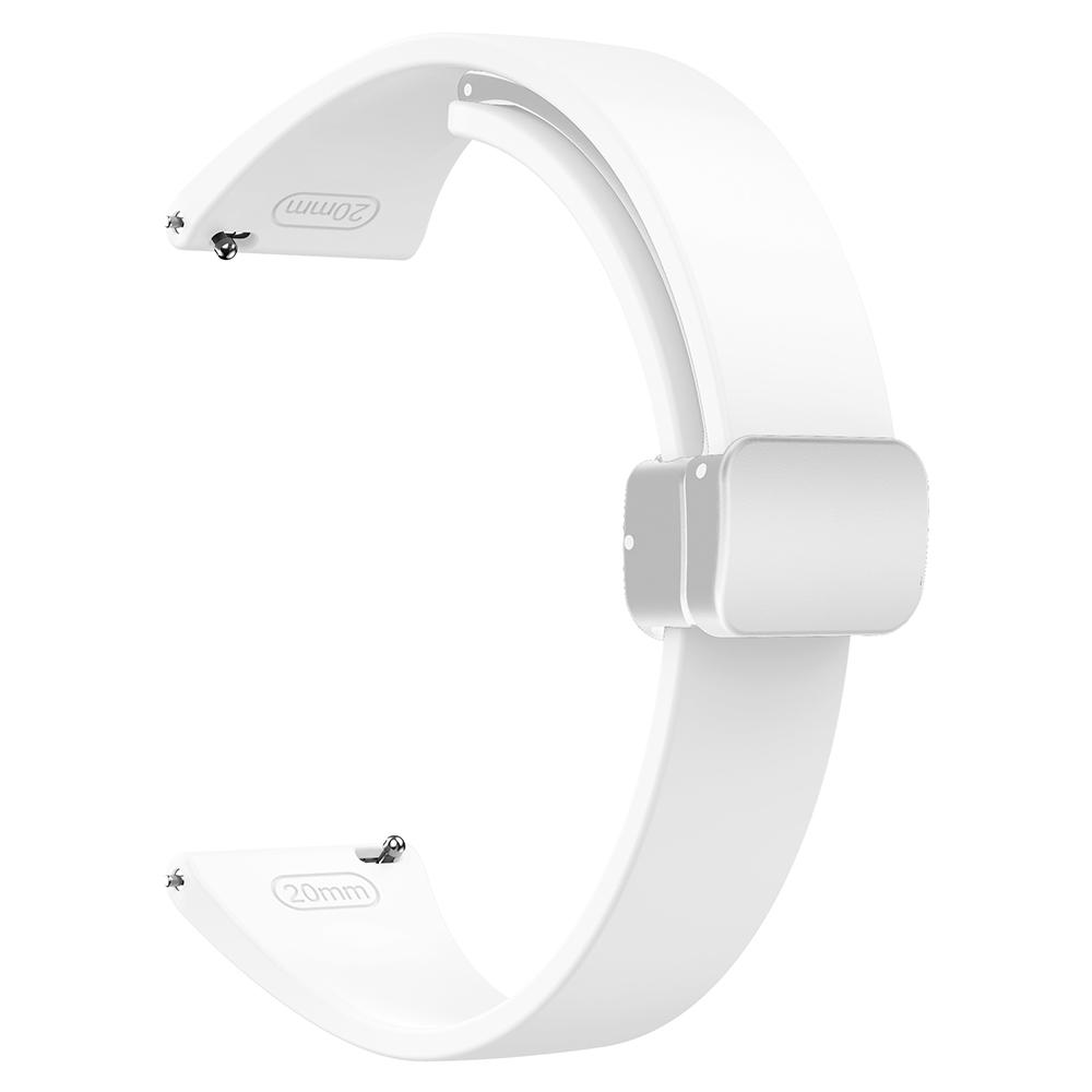 

Silicone Sport Watch Band for Garmin Forerunner 265/255/Vivoactive 4/Venu 2,22mm Adjustable Strap with Silver Magnetic Folding Buckle White