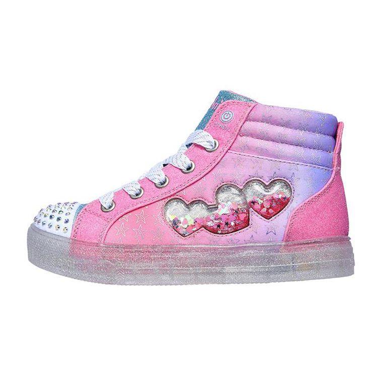 Skechers Shuffle Brights 2.0 Mid-Top Kids Skate Shoes Kids skate shoes Pink White 314010L-PKMT 28.5