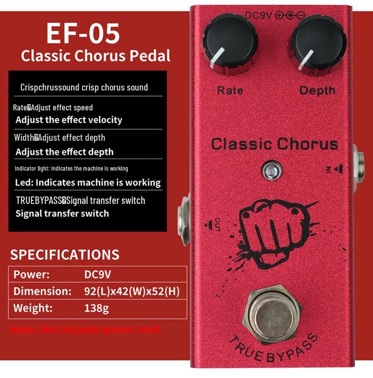 Professionelles E-Gitarren-Effektpedal - Verzerrung, Überlastung, Delay, Chorus, Tremolo