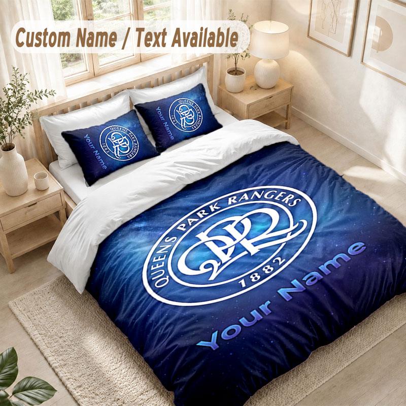 Custom Name Bedding Set 3 PiecesQueens Park Rangers FC Print Duvet Cover + 2 Pillowcases Soft Bed Decor