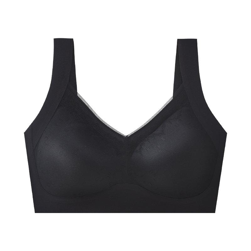 Lace fixed cup seamless underwear gather bra vest bra large chest small anti-sagging back bra