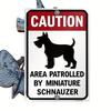 HD Printed Caution Miniature Schnauzer Metal Tin Sign Retro Dog Warning Wall Art Decor for Home Yard
