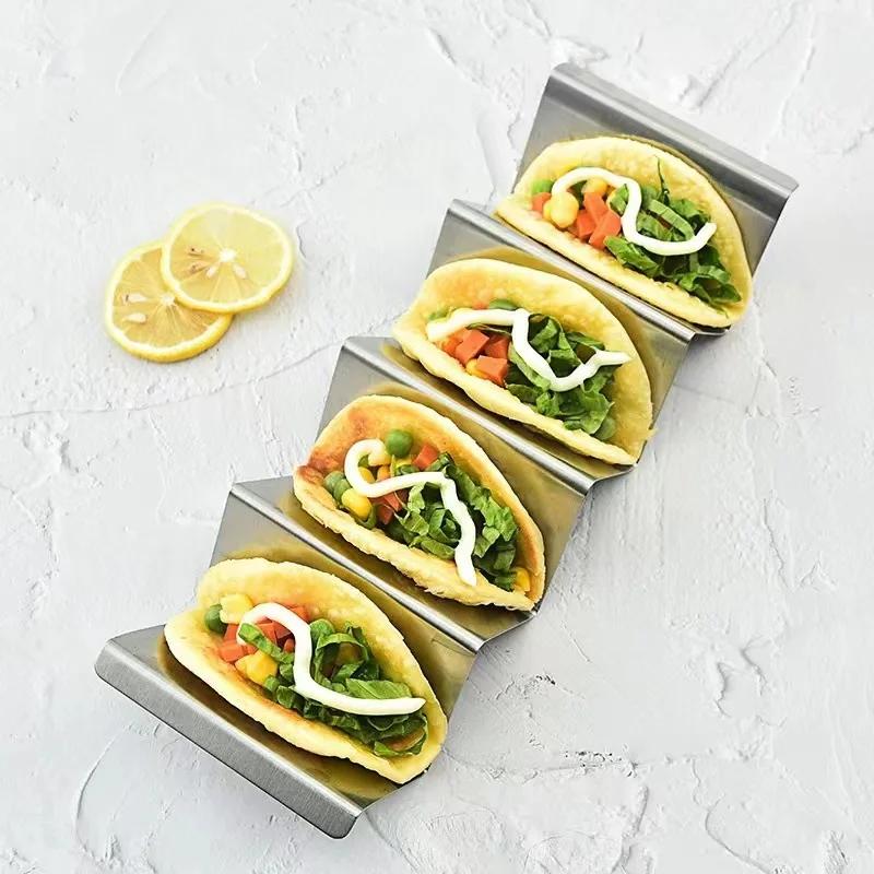 2025 Heißer Edelstahl Taco Halter Mexikanischer Rollständer W-Form Pfannkuchenständer Taco Kuchenständer Präsentationsständer Küchenhelfer
