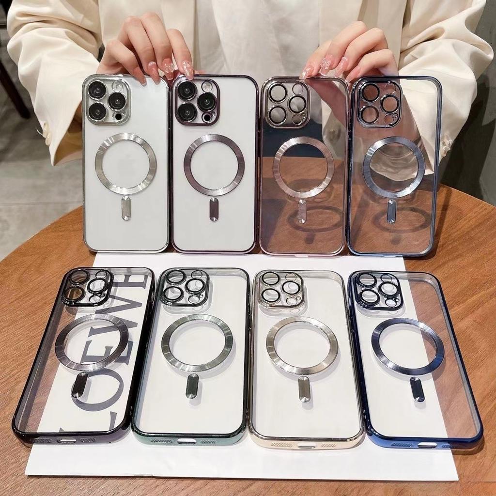 Applicable To IPhone15 Electroplated CD Pattern with Lens Film Mobile Phone Case Apple Magsafe Magnetic 14 Sets 13 Soft Shell