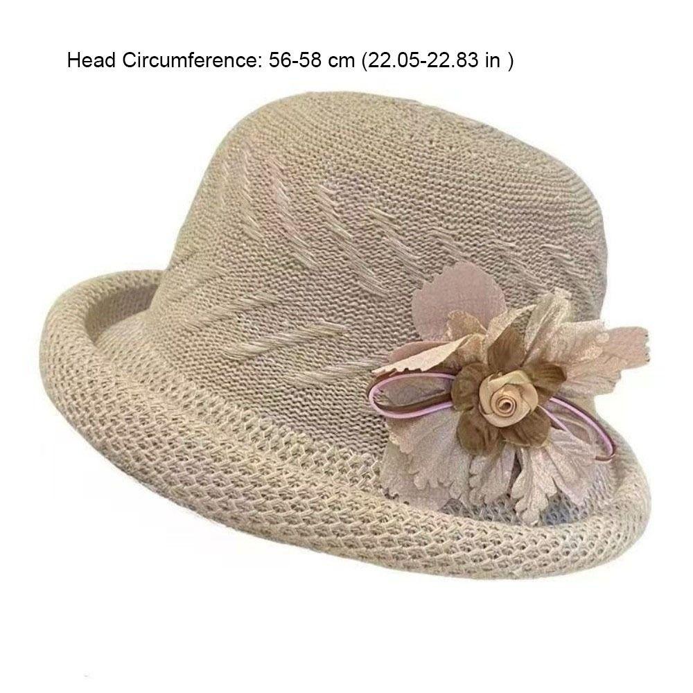 Versatile Solid Color Flower Fisherman Hat Rolled Brim Korean Style Sunscreen Bucket Cap Sunshade Shade Women Sun Cap Fishing