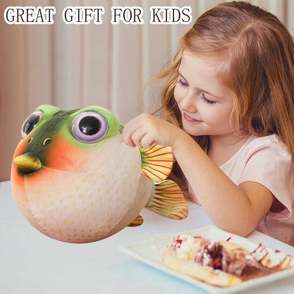 Cute Puffer Fish Plush Toy Cartoon Soft Stuffed Animal Fluffy Toy Throw Pillow Sofa Couch Bedroom