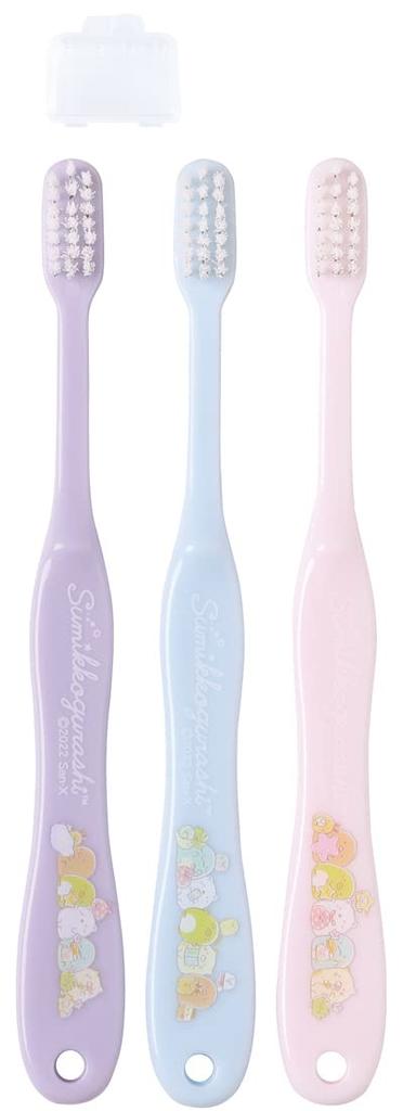 Skater for Elementary School Students Pack of Sumikkogurashi Starry Sky Stroll Toothbrush, Soft, (Ages 6-12), 3, Design, 15.5cm, TB6ST-A