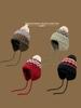 Women's Retro Fair Isle Earflap Woolen Beanie - Thick Knitted Autumn/Winter Warm Hat