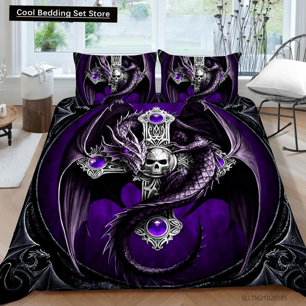 Skeleton King Queen Duvet Cover Skull Bedding Set for Kids Teens Adults Halloween Bedroom Decor Soft Comforter Cover Pillowcases