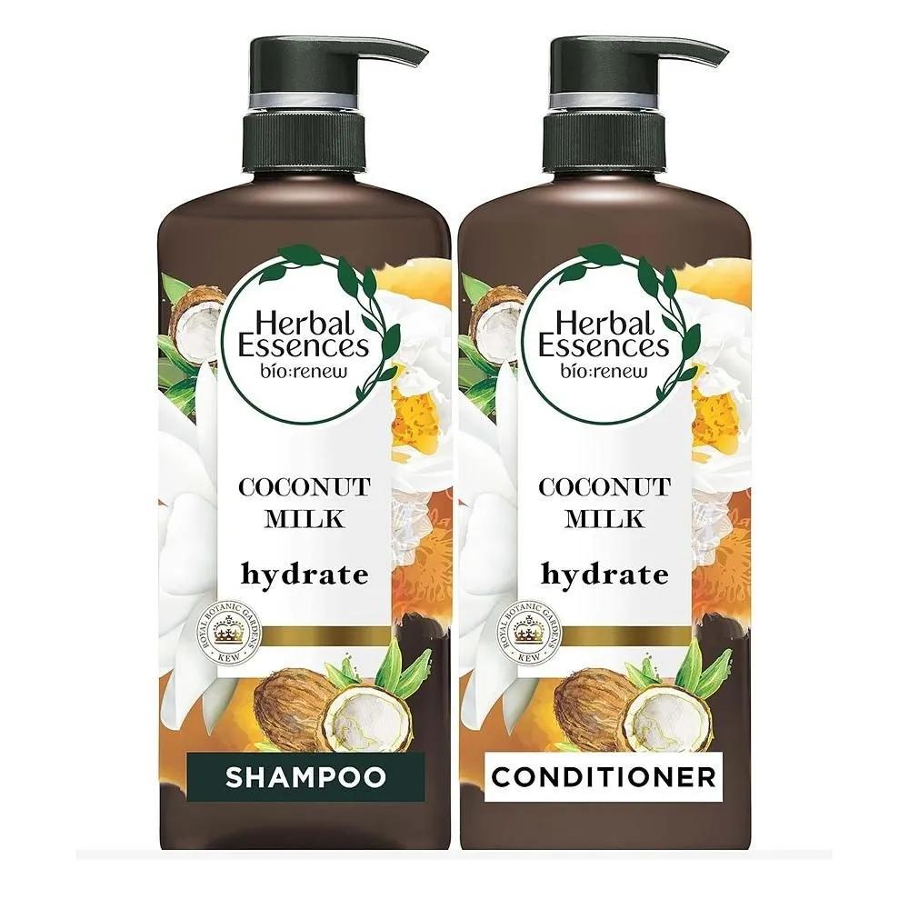 Шампунь + Кондиционер Herbal Essences 597 мл Каждый Набор 1 Упаковка Кокосовое Молоко Herbal Essences, Набор Шампуня и Кондиционера