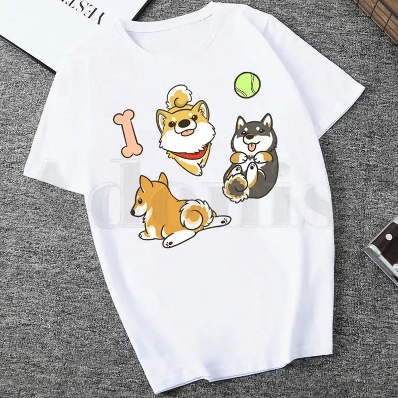 Funny Animal Dogs Kawaii Japanese Shiba Inu Women Cartoon Mom Summer Print Lady Tshirts Top T Shirt Ladies Womens Graphic
