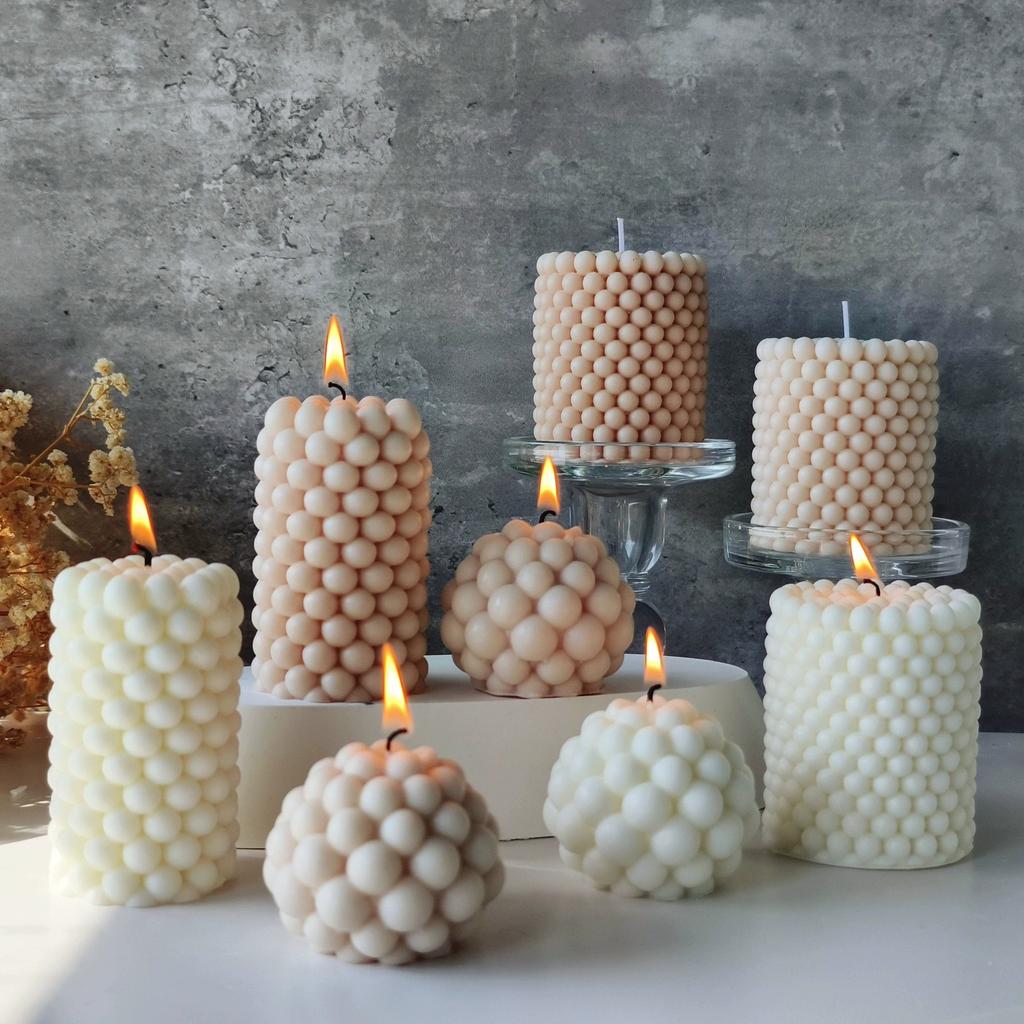 1Pc Handmade Bubble Soy Wax Candle - Nordic Geometric Ball Scented Candle, Home Decor Ambience Craft Gift