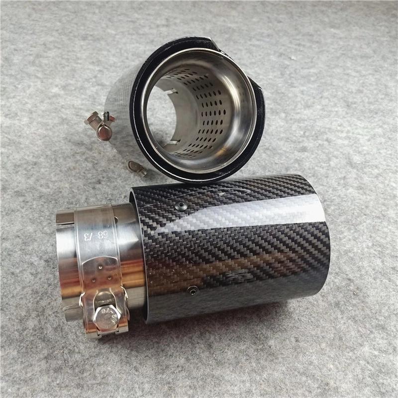 One Piece M Performance Glossy Carbon Exhaust Tips For Universal Style M2 M3 M4 M5 M6 Carbon Nozzles Tails Exhaust Modification