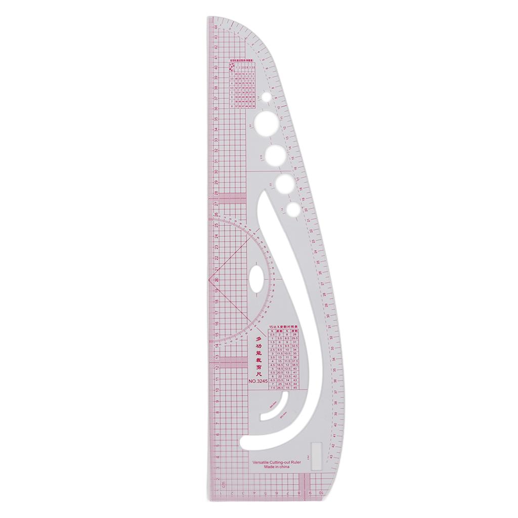 3245 Tailor Ruler High Accuracy Transparent Body Professional Plastic Multifunction Ruler for Costume Designing