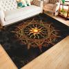 Large Sun Motif Area Rug - Durable  Crystal Velvet Polyester Carpet with Intricate Golden Sun Design for Living Room,