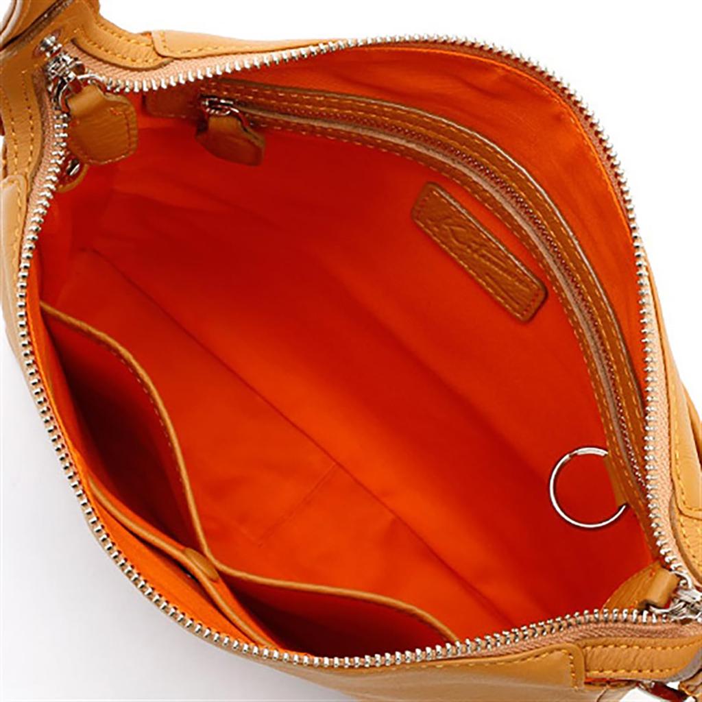 Kitamura Y-1142 Crossbody Shoulder Bag, Camel with Orange Stitching, Brown, 61421