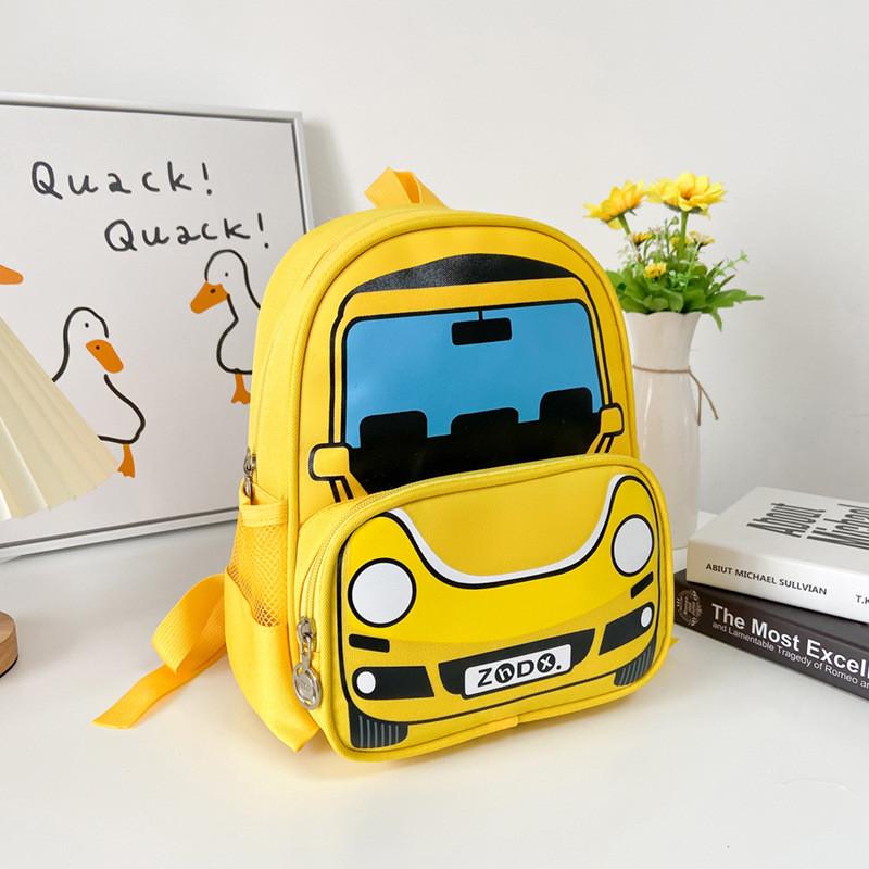 School Canvas Kids Backpack With Car And Unicorn Prints For Boys And Girls