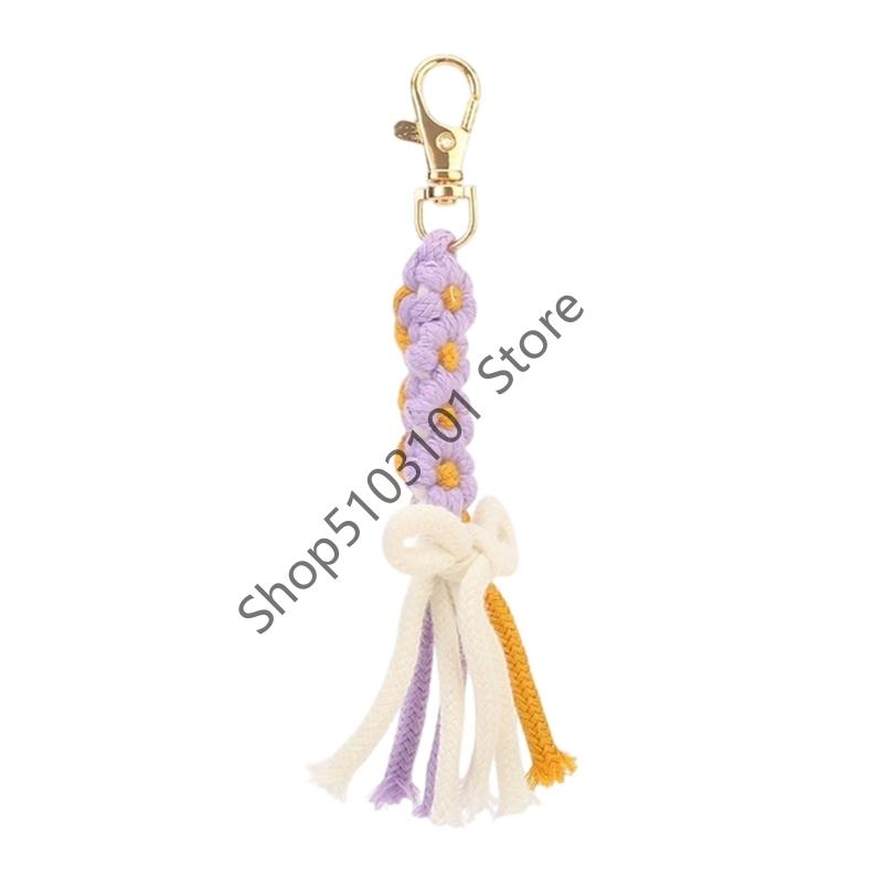 Colorful Hand Woven Rope Tassels Keychains For Women Bag Pendant Couple Car Chains Jewelry Gift Decoration Accessories