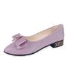 Women Glitter Flat Shoes Bow Rhinestone Decor Low Heel Slip‑On Pumps Elegant Party Wedding Evening Dress Shoes