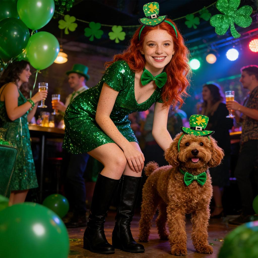 St Patrick Day Dog Bow Tie Dog Bow Tie Green Style Pet Samll Dog Bowtie Dog Cat Bowties Small Dog Grooming Accessories