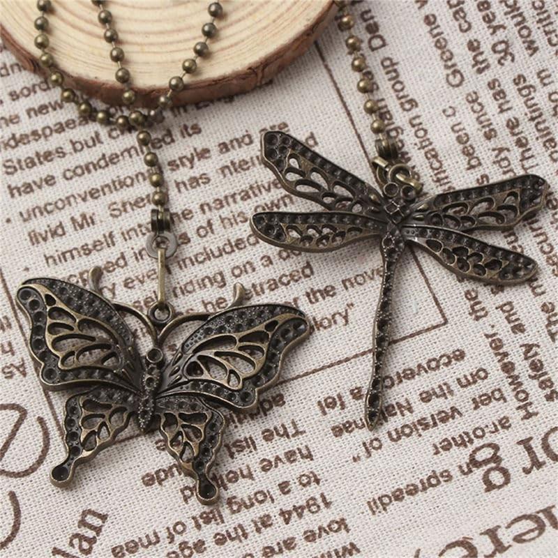 Decorative Ceiling Fan Pull Chains Set Of 2 With Dragonflies and Butterfly Ornaments Accessory for Lighting Fixtures