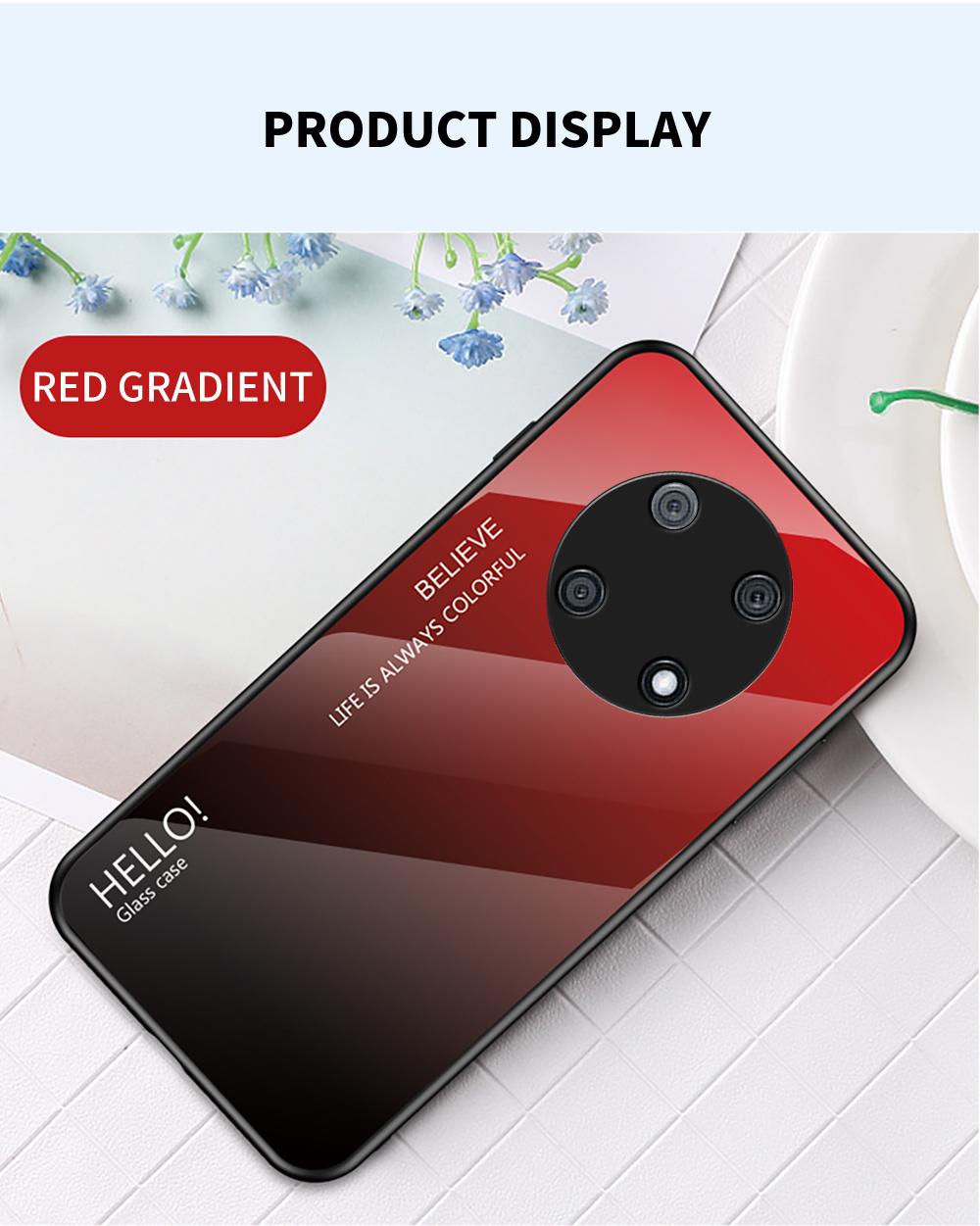 

Для Huawei Psmart 2021 Y5 2019 Mate 50 60 40 Pro + 20X Nova Y70 Y90 P60Pro Art Y91 чехол с градиентом Аврора из закаленного стекла Мягкая рамка задняя крышка чехол для телефона For Huawei Nova Y91 красный