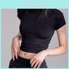 T-shirt da Donna Stile Americano Slim Fit con Elastan Miscela di Cotone Top Casual Estivo